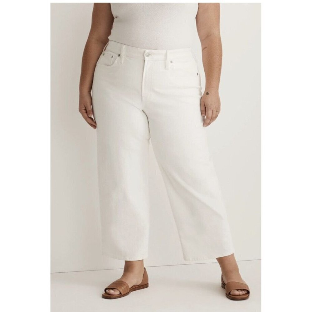 Madewell The Perfect Vintage Wide Leg Crop Jeans White Size 33 High Waist NWT Y1